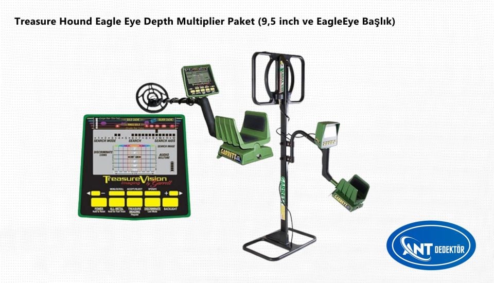 Garrett GTI 2500 Define Dedektörü Treasure Hound Eagle Eye Depth Multiplier Paket (9,5 inch ve EagleEye Başlık)