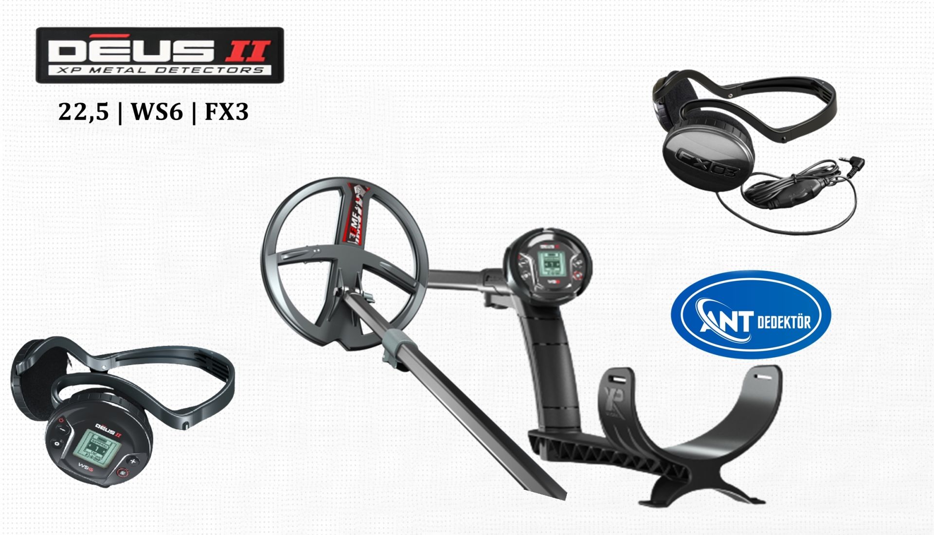 Deus 2 Dedektör 22,5cm FMF Başlık, WS6 Master FX03 Kulaklık